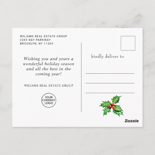 Carte Postale Festif Holly Berry Entreprise Noël Po (Dos)