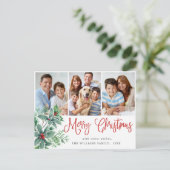 Carte Postale Festif Holly Berry Noël 3 Photo Holiday (Debout devant)