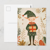 Carte Postale Festif mignon Gnome Noël Salutation (Devant / Derrière)