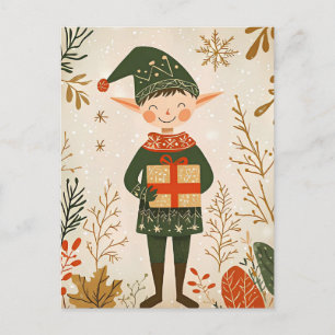 Carte Postale Festif mignon Gnome Noël Salutation