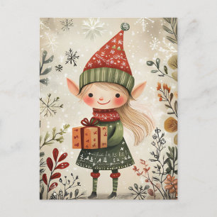 Carte Postale Festif mignon Gnome Noël Salutation