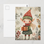Carte Postale Festif mignon Gnome Noël Salutation (Devant / Derrière)