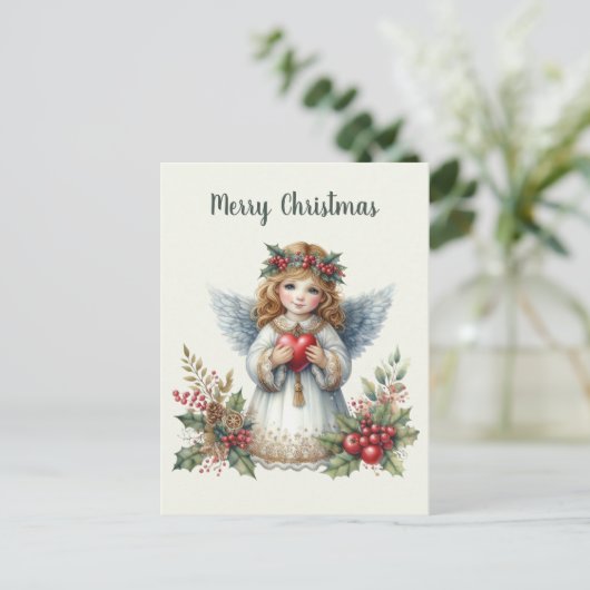 Carte Postale Festif Noël Angel ajouter un message (Debout devant)