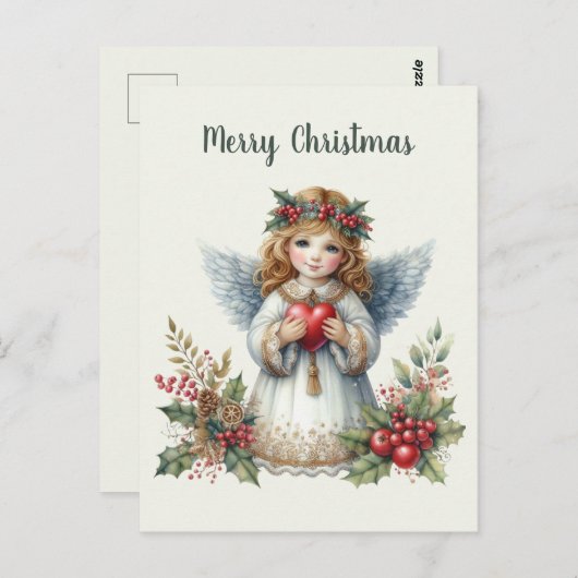Carte Postale Festif Noël Angel ajouter un message (Devant / Derrière)