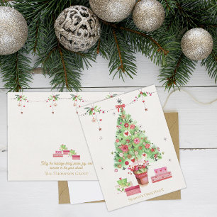 Carte Postale Festif Noël Arbre & Cadeaux Fêtes d'entreprise
