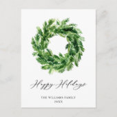 Carte Postale Festif Pine Branche Wreath Noël (Devant)