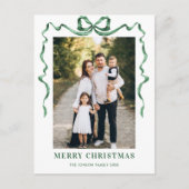 Carte Postale Festif Sage vert Noël Bow Ribbon 2 Photo (Devant)