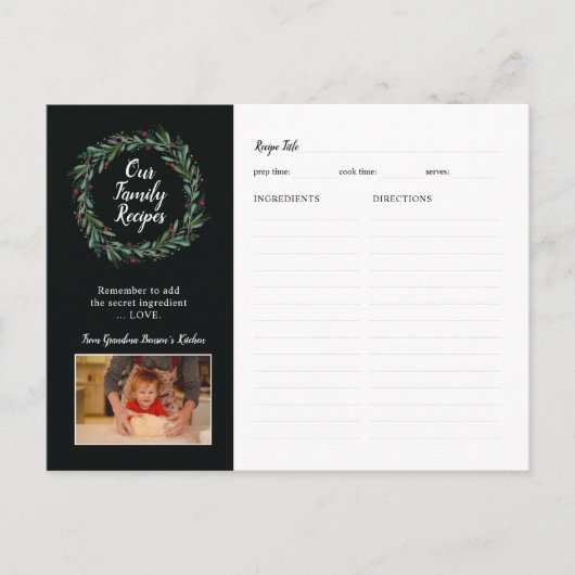 Carte Postale Festif Serre de Noël Berries Feuilles (Devant)