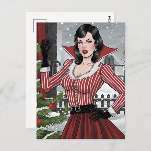 Carte Postale Festif Vampire Lady Noël (Devant / Derrière)