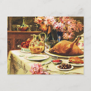 Carte Postale Festif Vintage traditionnel Thanksgiving Dîner
