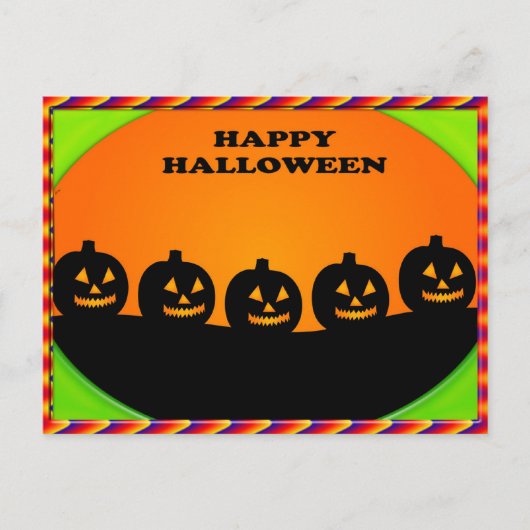 Carte Postale Festin Halloween Jack o' Lantern Silhouettes (Devant)