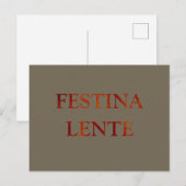 Carte Postale Festina lente (Devant / Derrière)