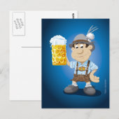 Carte postale FESTIVAL DE BIÈRE Lederhosen Cartoon (Devant / Derrière)