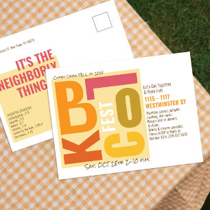 Carte Postale Festival de Bloc d'Automne Événement de Quartier d
