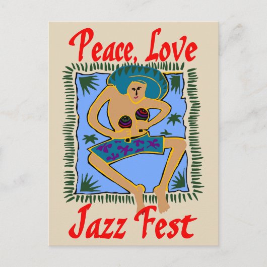 Carte Postale Festival de Jazz, Peace Love, Rasta Man (Devant)