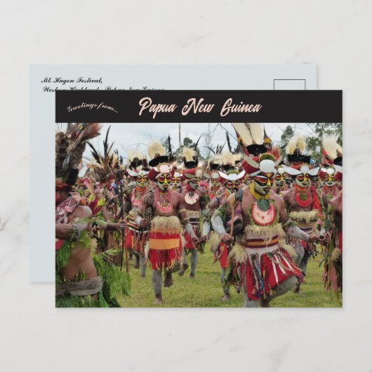 Carte Postale Festival de Mt Hagen en Papouasie-Nouvelle-Guinée (Devant / Derrière)