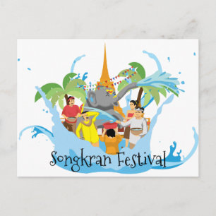 Carte Postale Festival de Songkran Eau pulvérisatrice d'éléphant