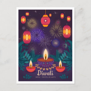 Carte Postale Festival des lumières de Diwali Vintage