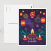 Carte Postale Festival des lumières de Diwali Vintage (Devant / Derrière)