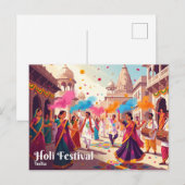 Carte Postale Festival Holi, Inde (Devant / Derrière)