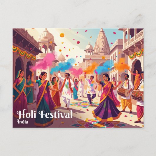 Carte Postale Festival Holi, Inde (Devant)