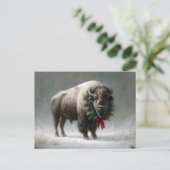 Carte Postale Festive Bison with Holiday Wreath (Debout devant)