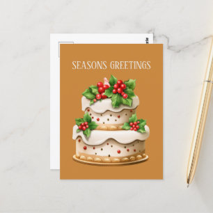 Carte Postale Festive Christmas aquarelle cake ajouter du texte