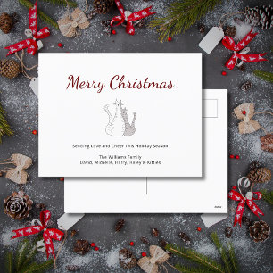 Carte postale Festive Christmas Cute Cats Holiday