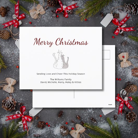 Carte postale Festive Christmas Cute Cats Holiday