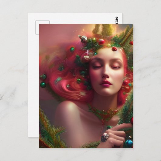 Carte postale Festive Christmas Goddess (Devant / Derrière)
