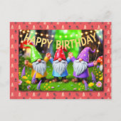 Carte Postale Festive Garden Gnomes Birthday Celebration (Devant)