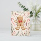 Carte Postale Festive Gingerbread Homme Noël Salutation (Debout devant)