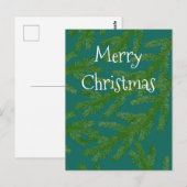 Carte Postale Festive Green Fir Tree Branches Noël (Devant / Derrière)