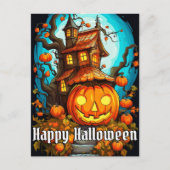 Carte Postale Festive Haunted Treehouse | Bonne Halloween (Devant)