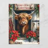 Carte Postale Festive Highland cow ajouter un message (Devant)