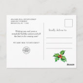 Carte Postale Festive Holly Berry Fête de Noël d'entreprise (Dos)