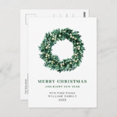 Carte Postale Festive Holly Wreath Noël Salutation vacances (Devant / Derrière)
