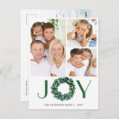 Carte Postale Festive Holly Wreath Noël Salutation vacances (Devant / Derrière)