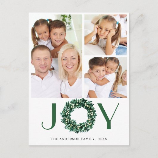 Carte Postale Festive Holly Wreath Noël Salutation vacances (Devant)