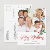 Carte Postale Festive Holly Wreath Noël Salutation vacances (Devant / Derrière)