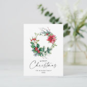 Carte Postale Festive Holly Wreath Noël Salutation vacances (Debout devant)