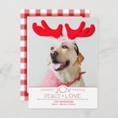 Carte Postale Festive Joy Peace Love Red Plaid Photo (Devant / Derrière)