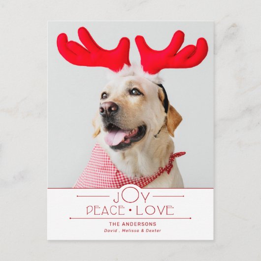 Carte Postale Festive Joy Peace Love Red Plaid Photo (Devant)