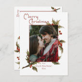 Carte Postale Festive Joyeux Noël | Holly | Photo (Devant / Derrière)