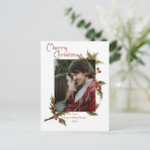 Carte Postale Festive Joyeux Noël | Holly | Photo (Debout devant)