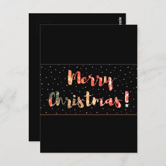 Carte Postale Festive Joyeux Noël Noir & Or Design (Devant / Derrière)