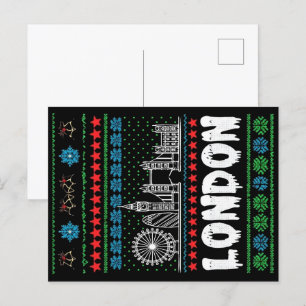 Carte Postale Festive Londres Royaume-Uni Noël laid