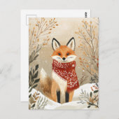 Carte Postale Festive mignon Fox Noël Salutation (Devant / Derrière)