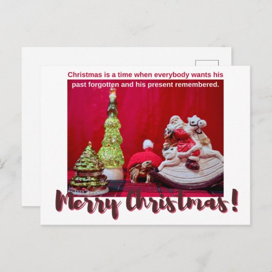 Carte Postale Festive Noël bébé Sulcata Tortoise avec Père Noël (Devant / Derrière)