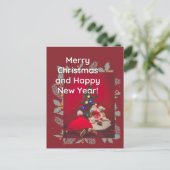 Carte Postale Festive Noël bébé Sulcata Tortoise en casquette ro (Debout devant)